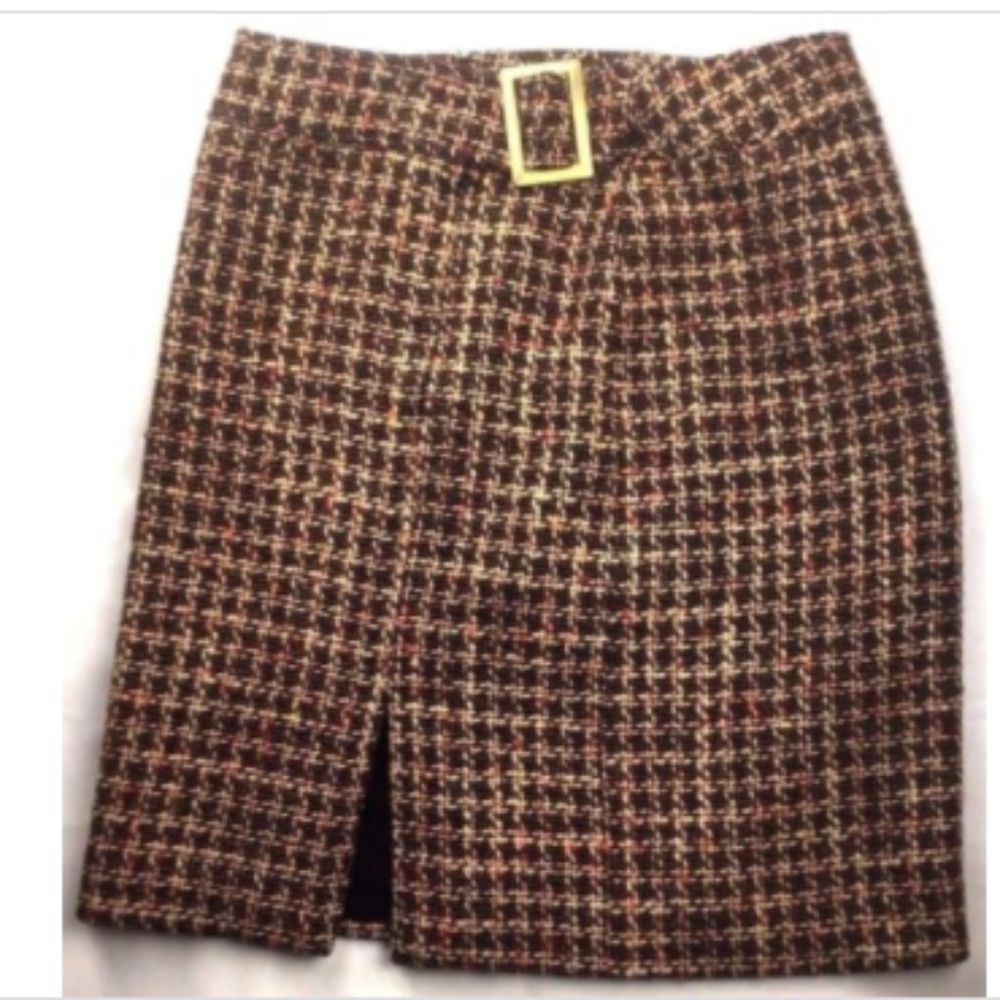Worth Pencil Skirt  Plaid Tweed Wool  Blend 2